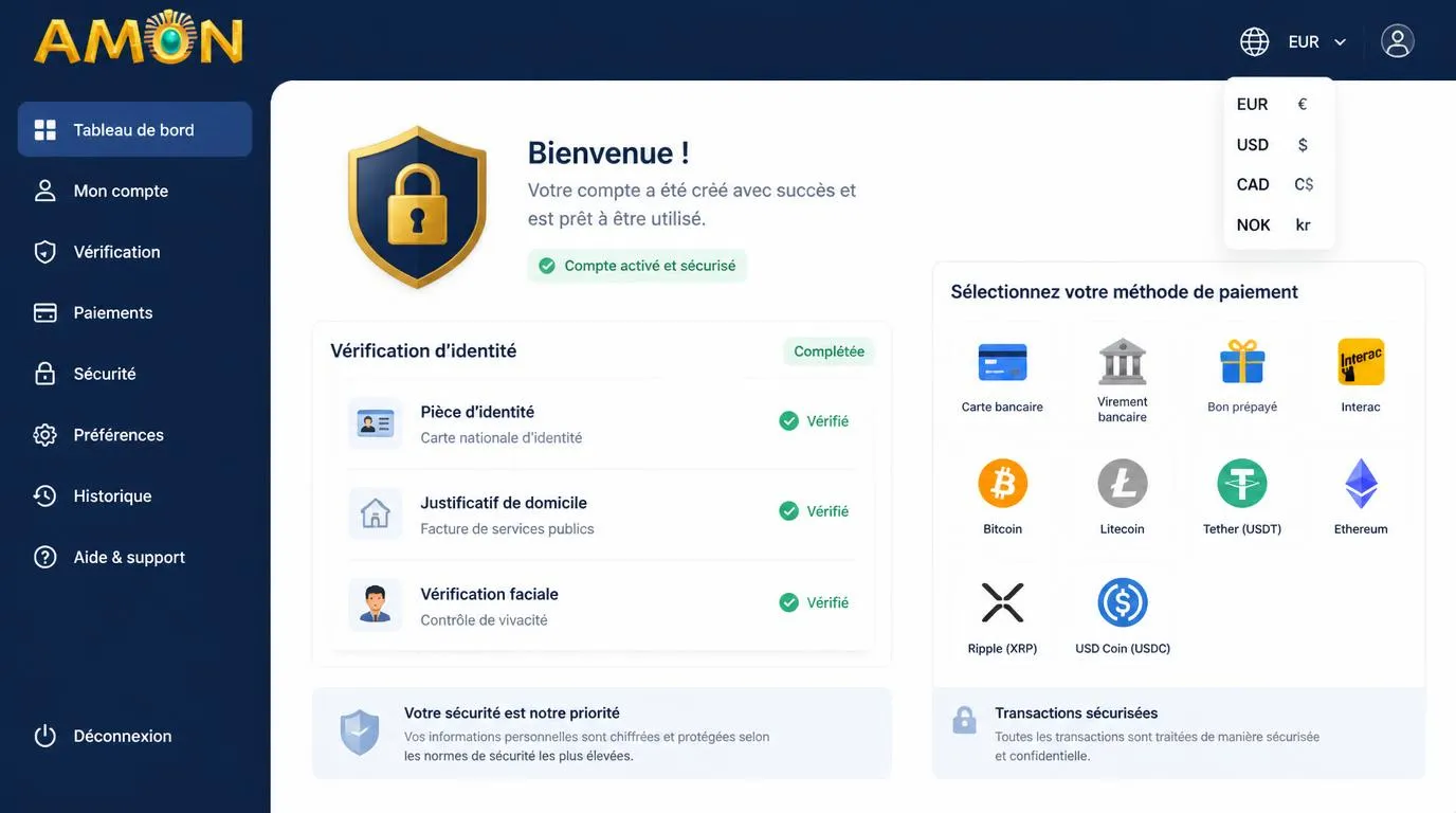 Vérification d'identité et choix d'un moyen de dépôt sur un compte de casino sécurisé